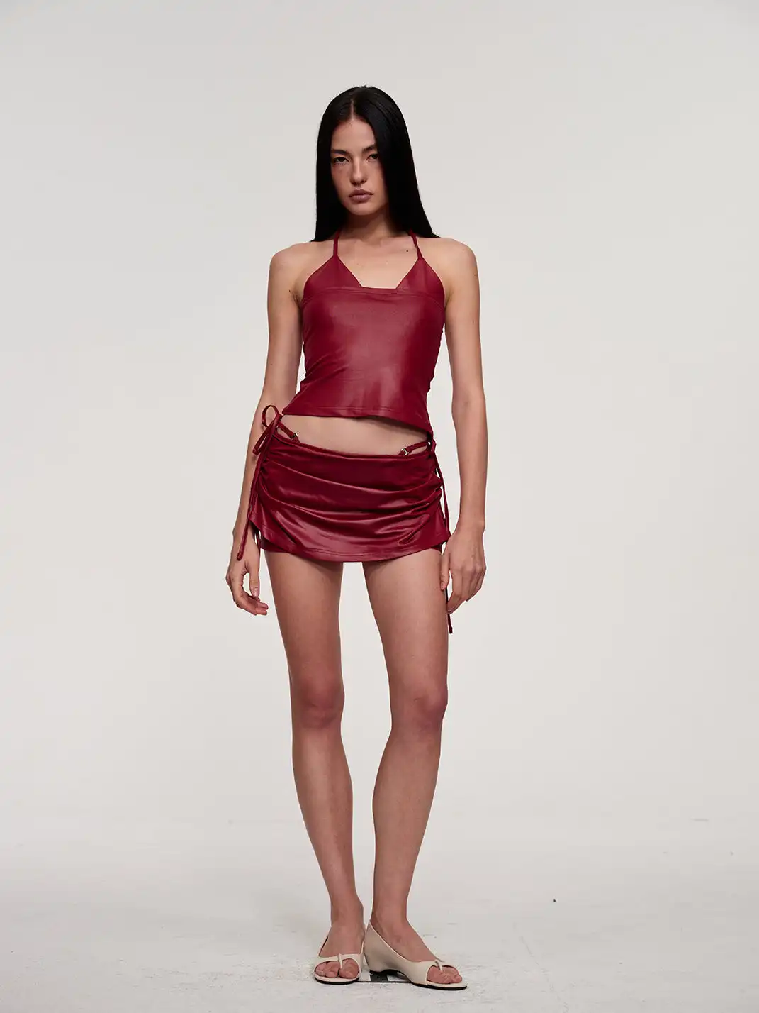 CSFC | Faux Leather Two-In-One Halter Top