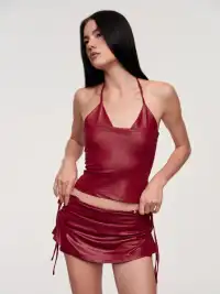 CSFC | Faux Leather Two-In-One Halter Top