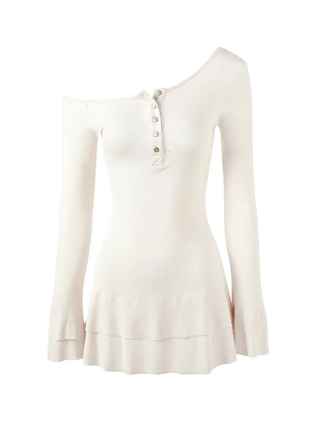 CSFC | Asymmetrical Shoulder Henley Dress