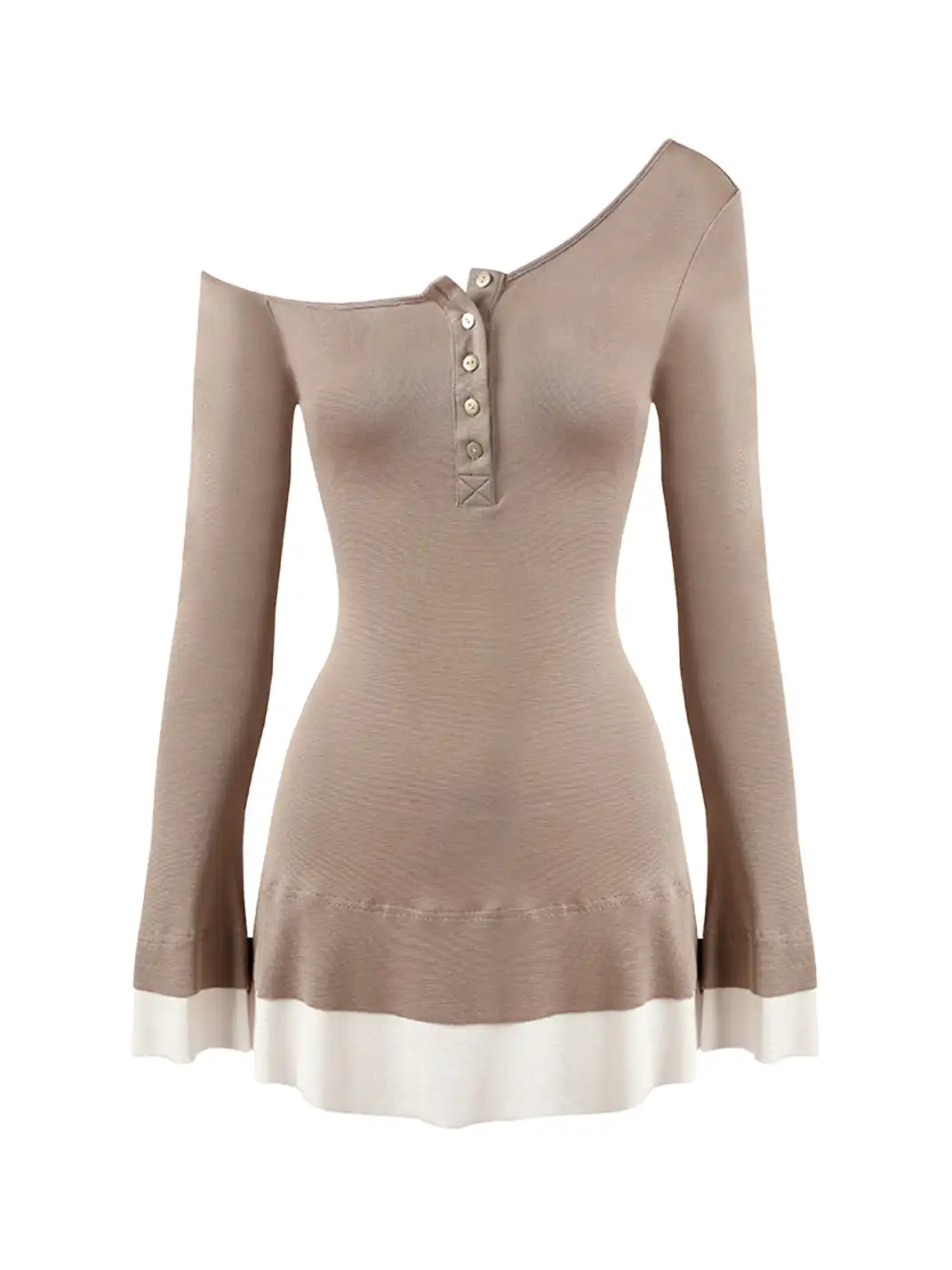 CSFC | Asymmetrical Shoulder Henley Dress