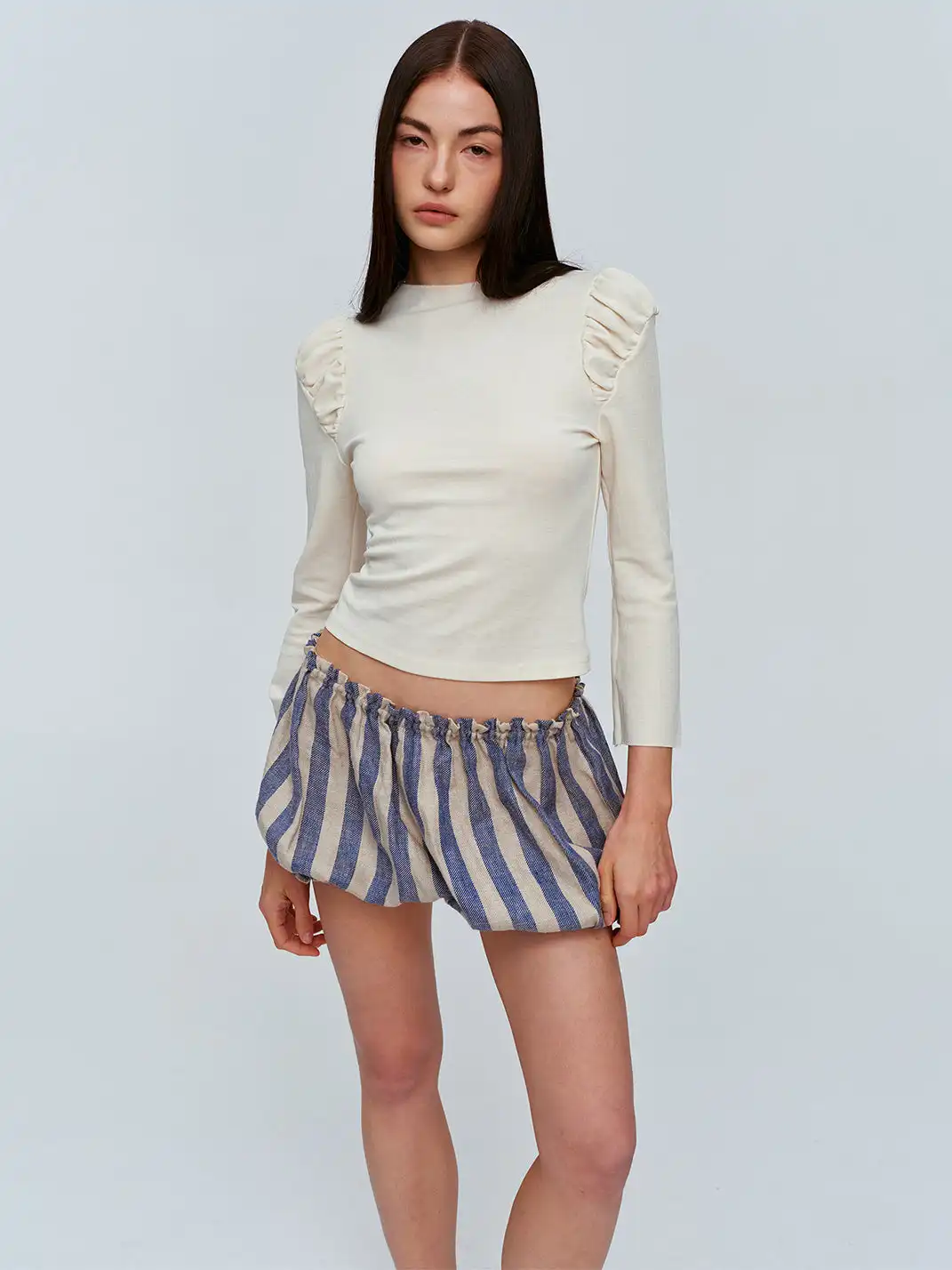 CSFC | Blue White Striped Linen Bloomers Shorts