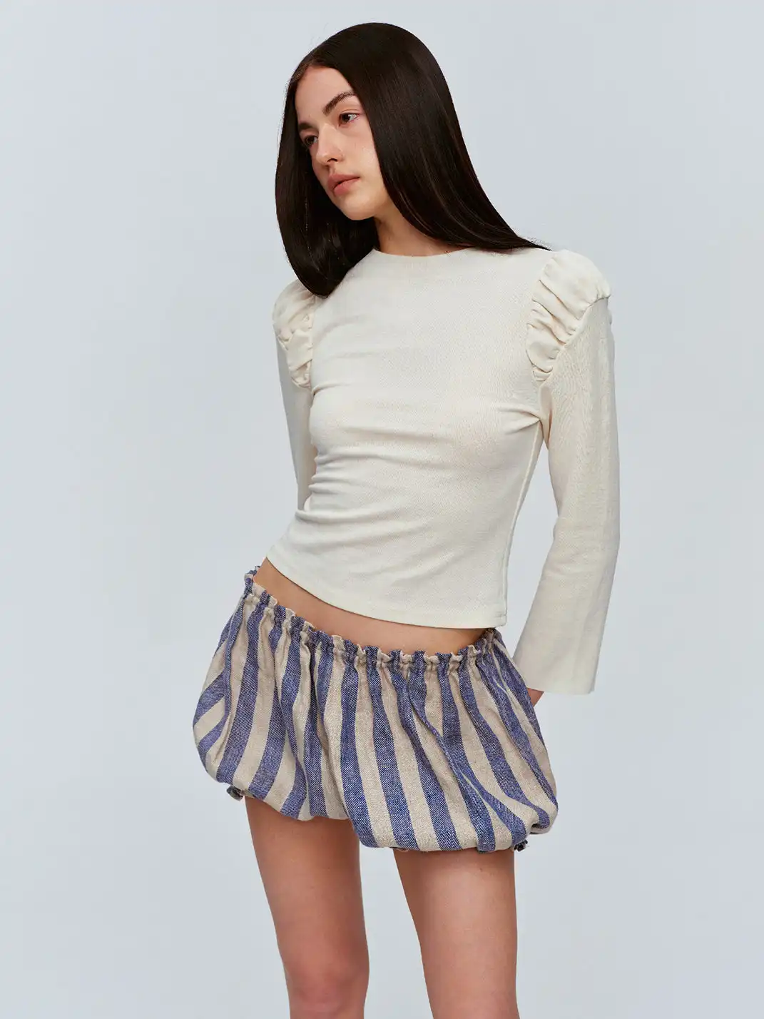 CSFC | Blue White Striped Linen Bloomers Shorts
