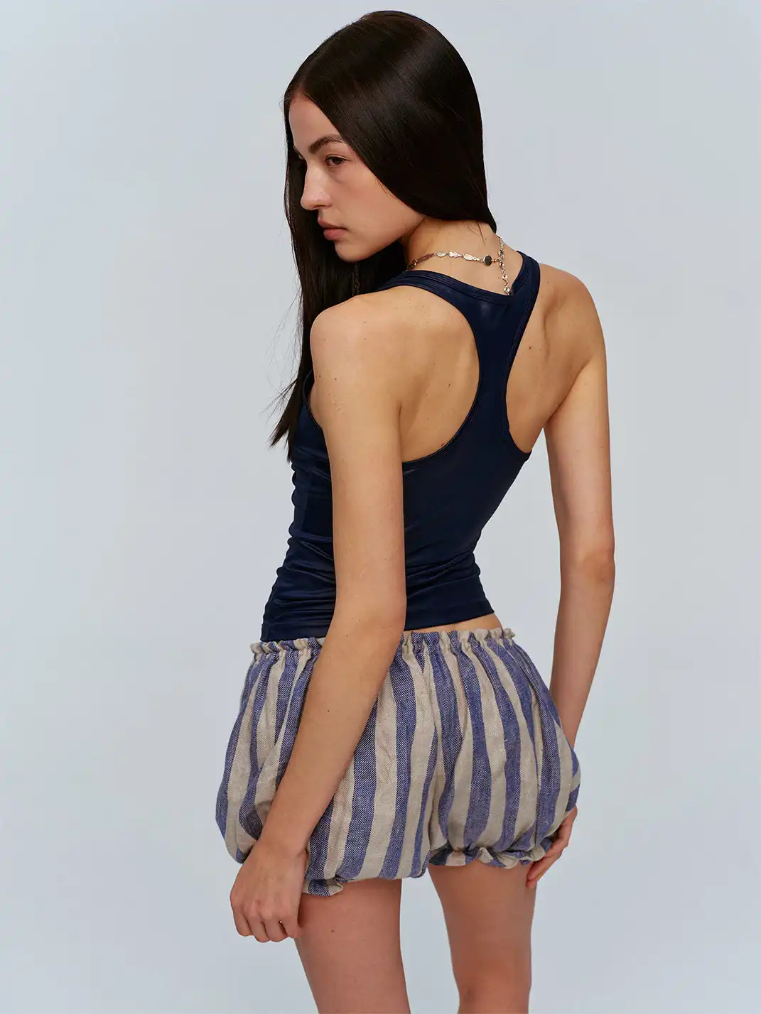 CSFC | Blue White Striped Linen Bloomers Shorts
