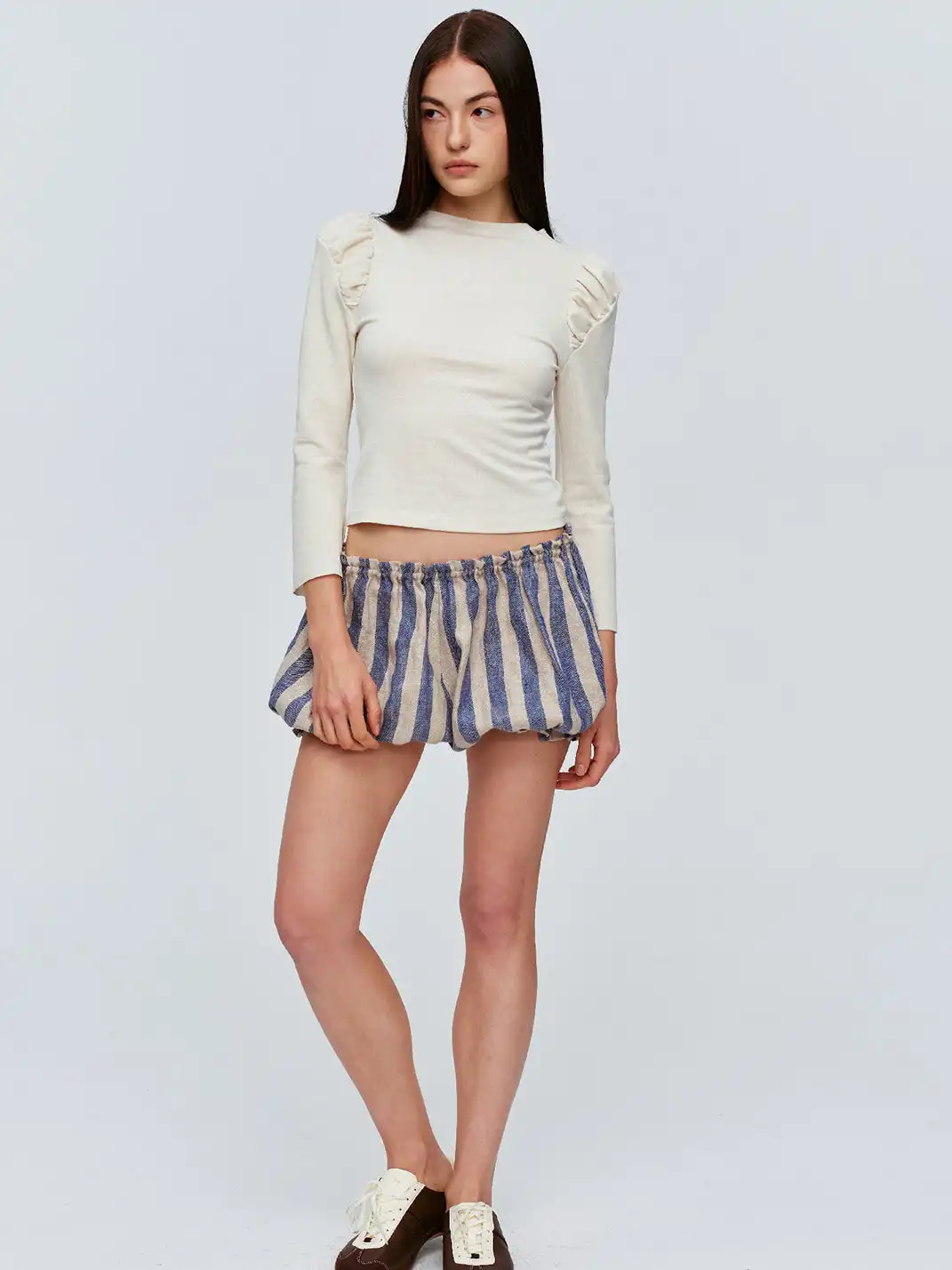 CSFC | Blue White Striped Linen Bloomers Shorts