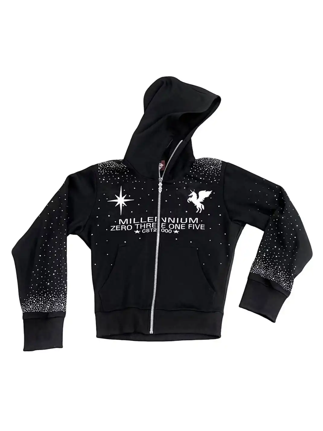 DETW | "Celestial Pegasus" Hot Drilling & Embroidery Printed Hoodie