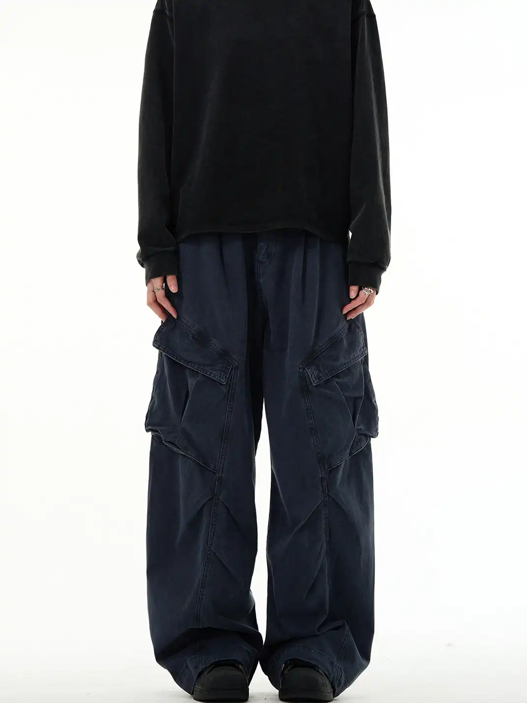 MADWITCH | Vintage Deconstructed & Ruched Straight-Leg Trousers