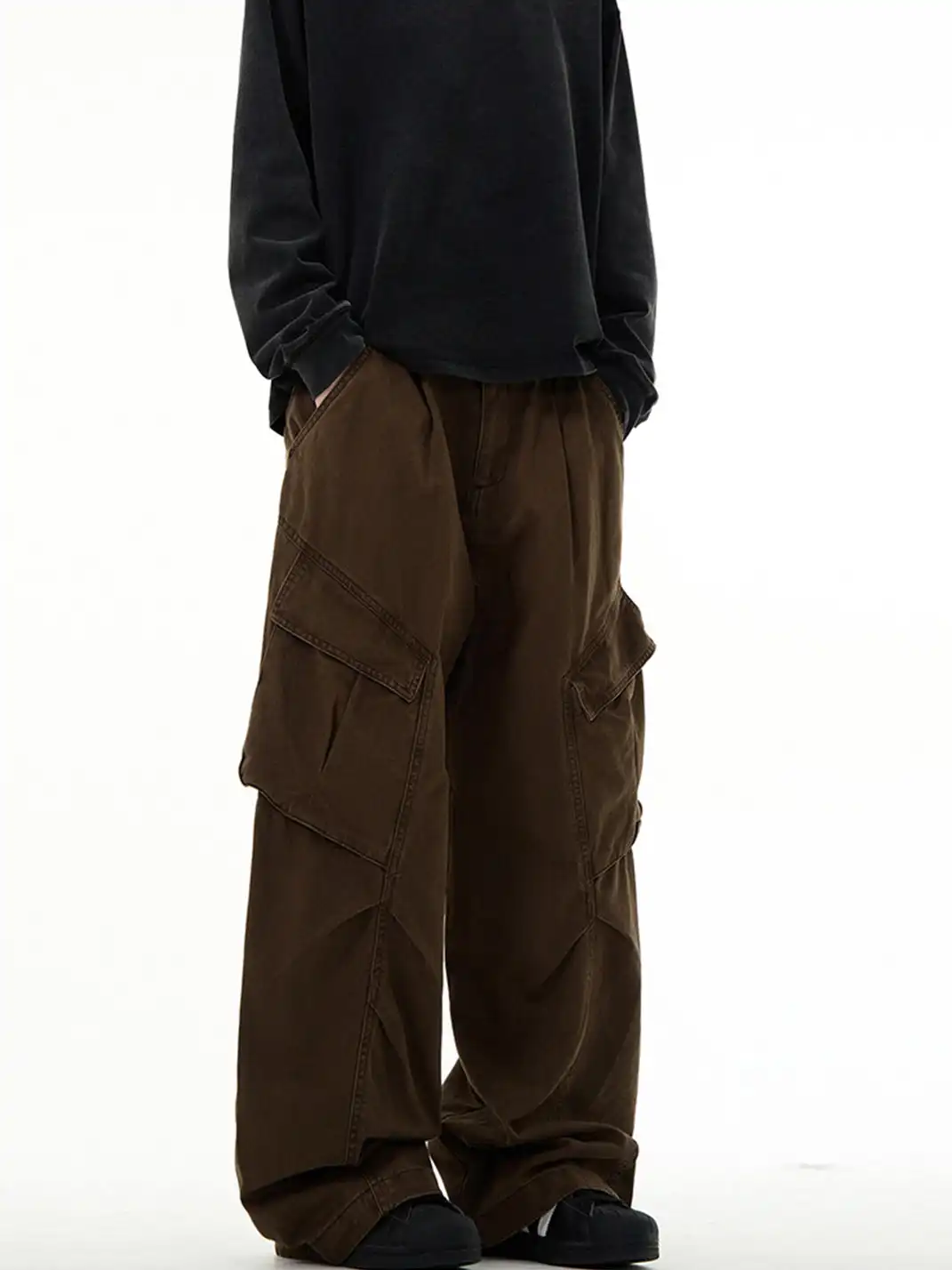 MADWITCH | Vintage Deconstructed & Ruched Straight-Leg Trousers