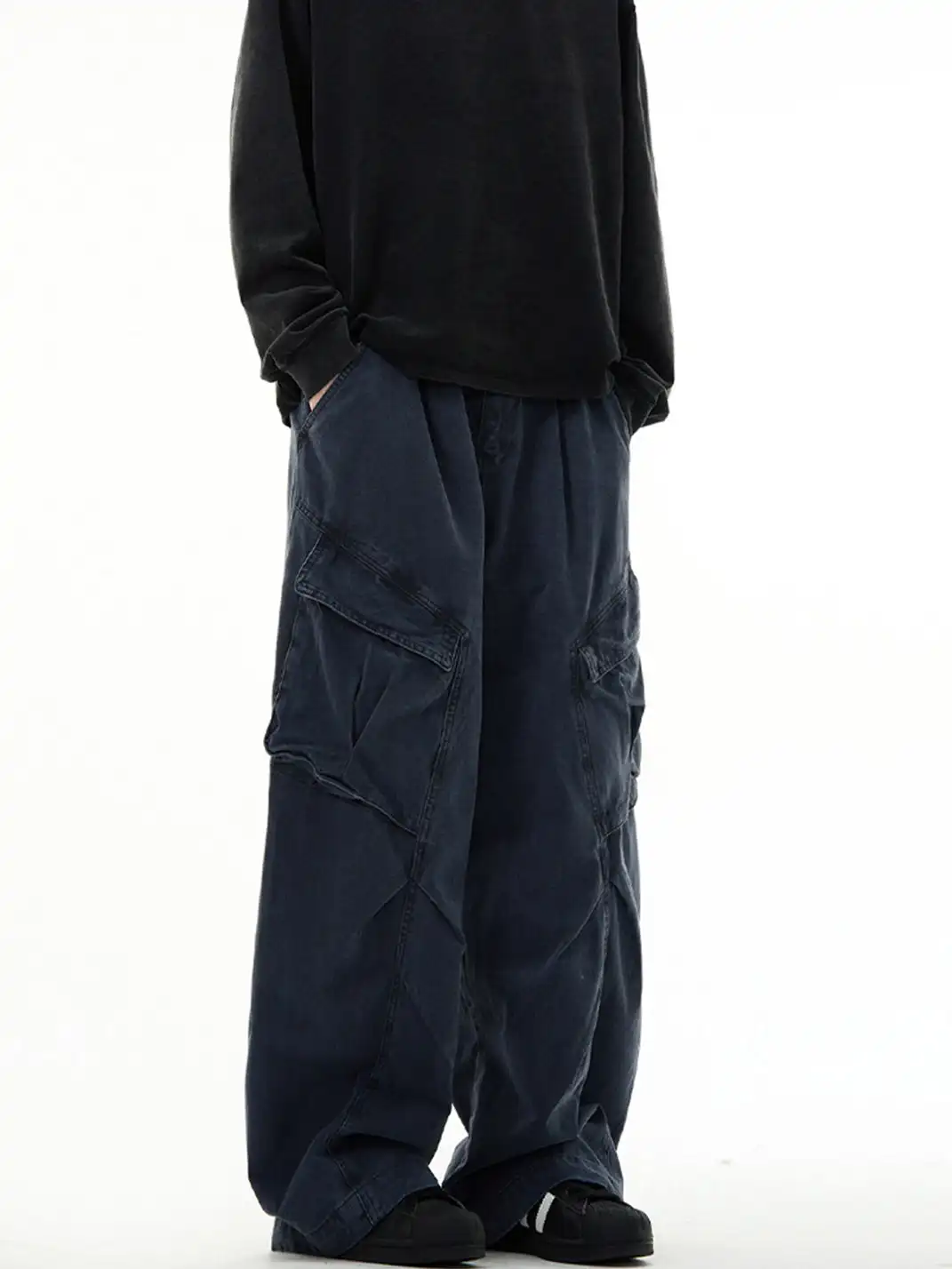 MADWITCH | Vintage Deconstructed & Ruched Straight-Leg Trousers