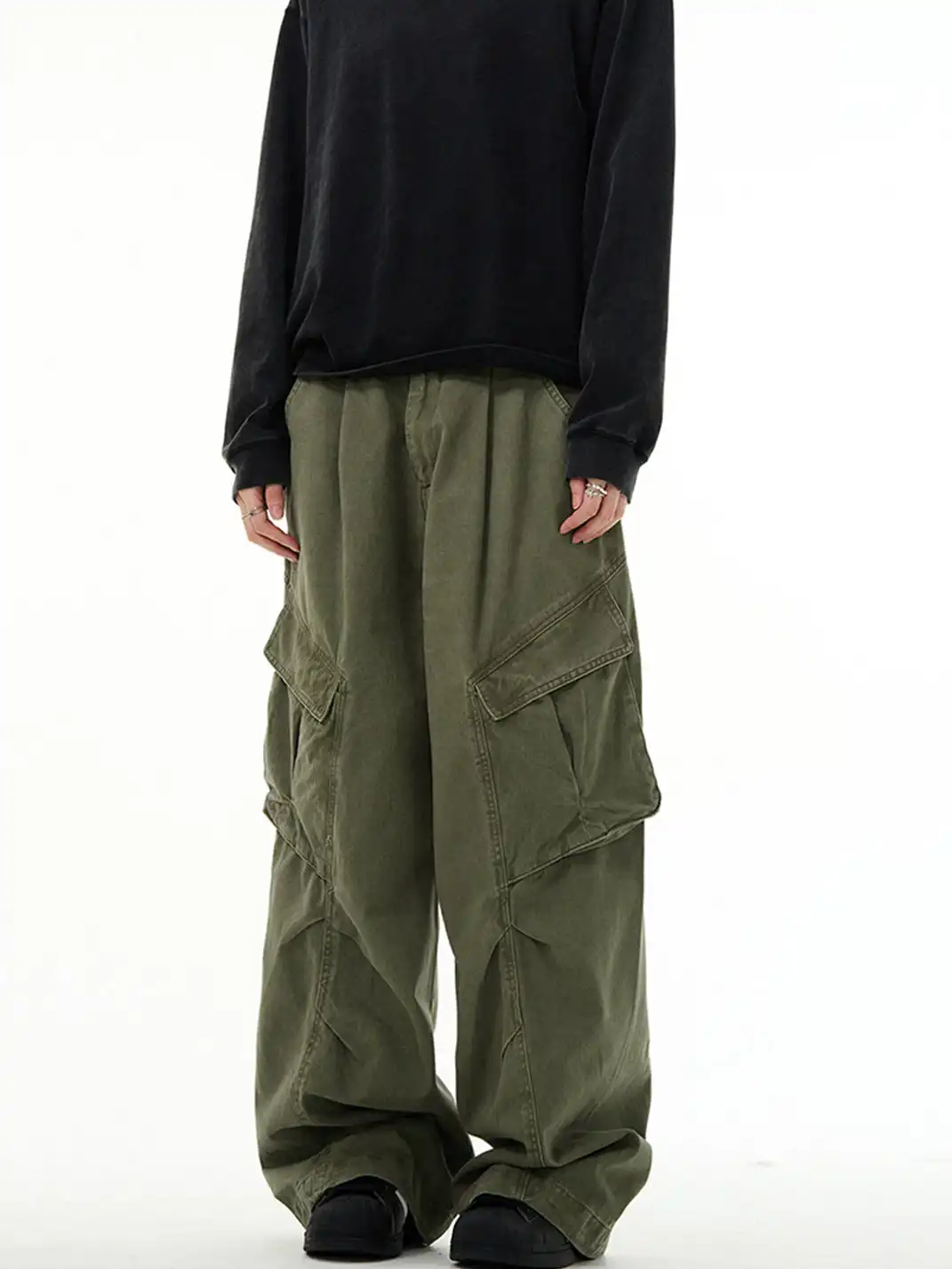 MADWITCH | Vintage Deconstructed & Ruched Straight-Leg Trousers