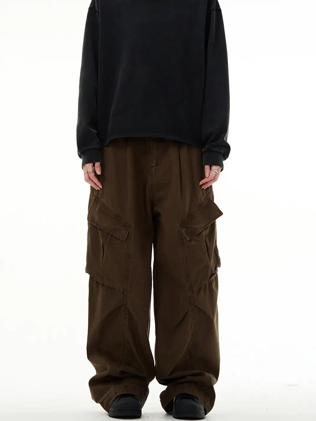 MADWITCH | Vintage Deconstructed & Ruched Straight-Leg Trousers