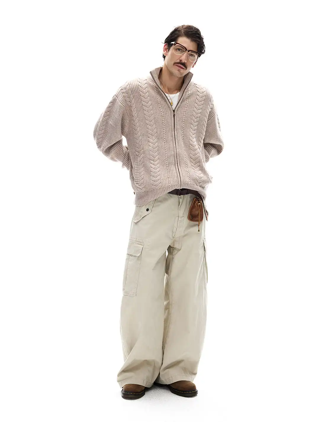MADWITCH | Braided Cable Texture Knitted Sweater