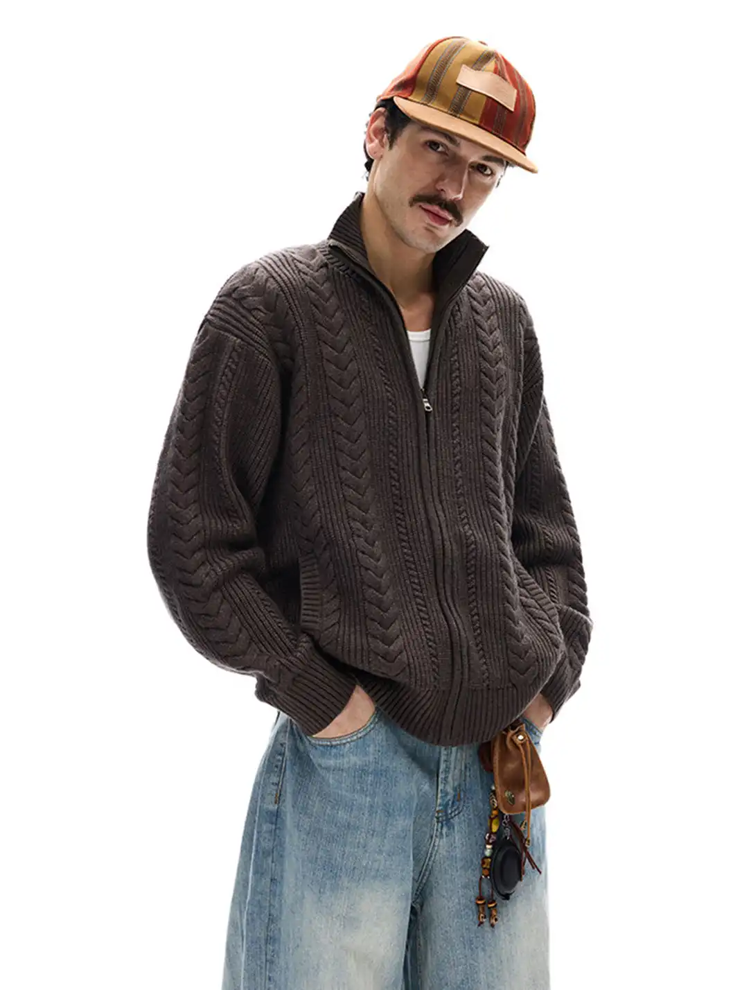 MADWITCH | Braided Cable Texture Knitted Sweater