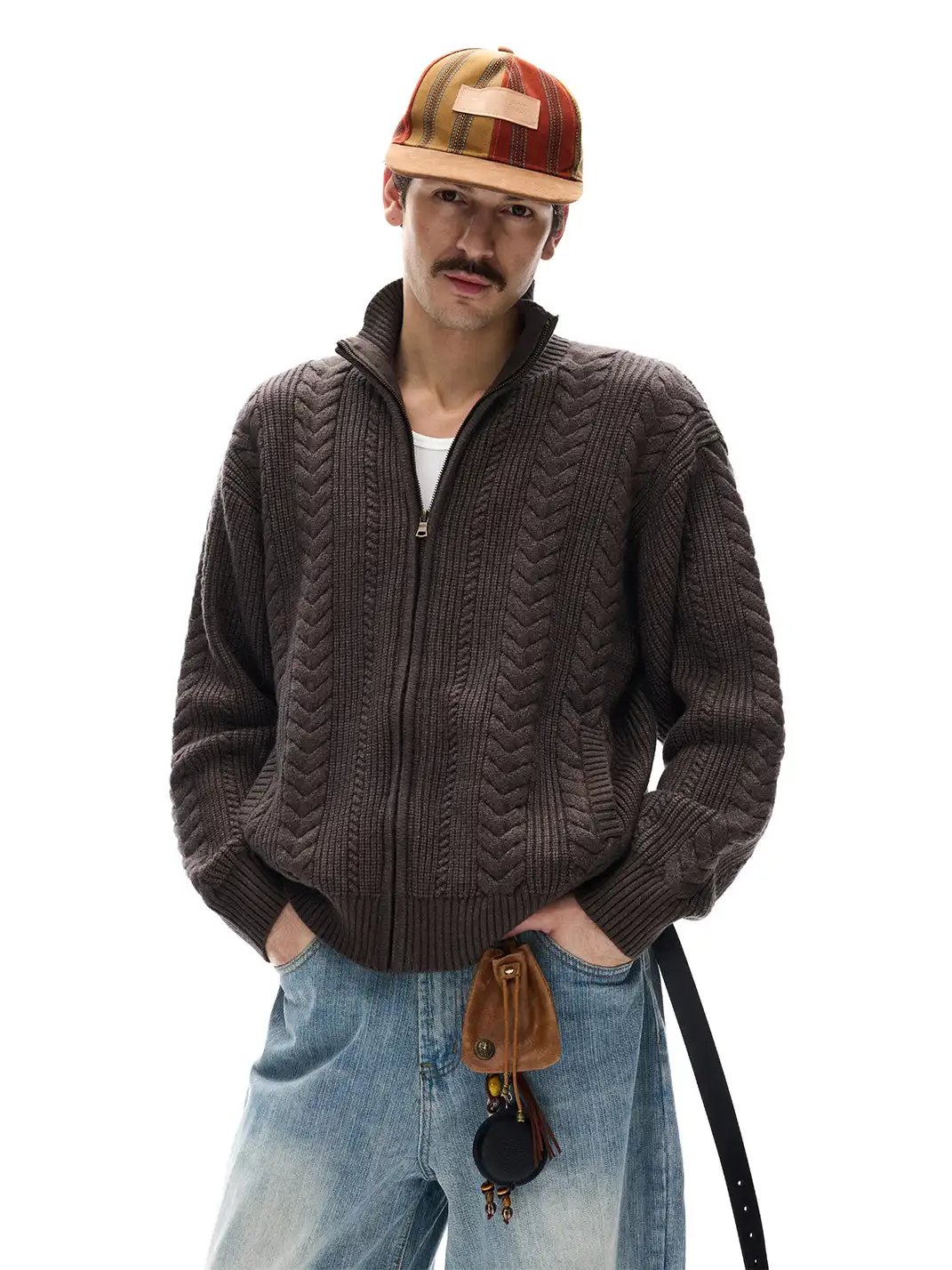 MADWITCH | Braided Cable Texture Knitted Sweater
