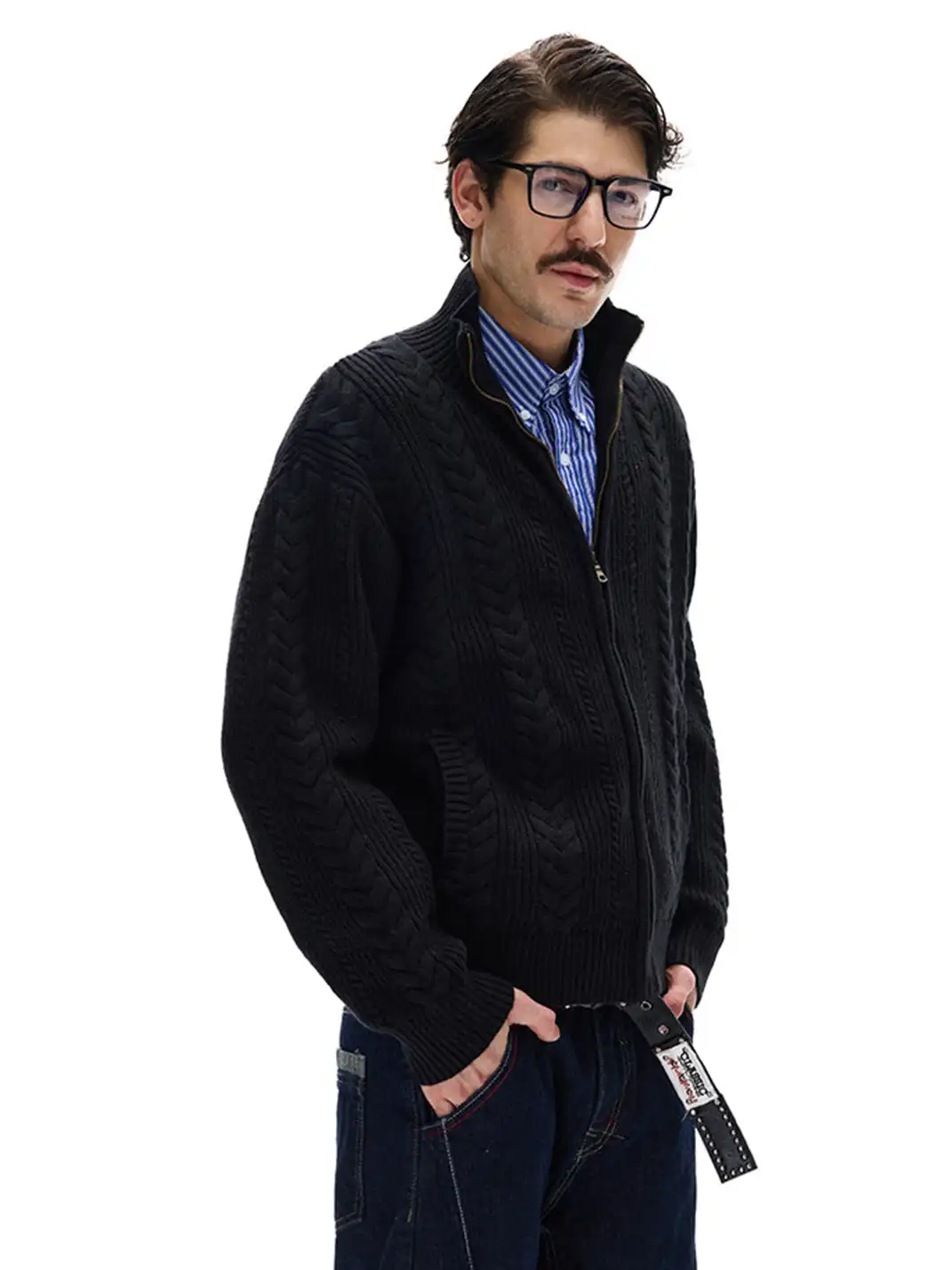 MADWITCH | Braided Cable Texture Knitted Sweater