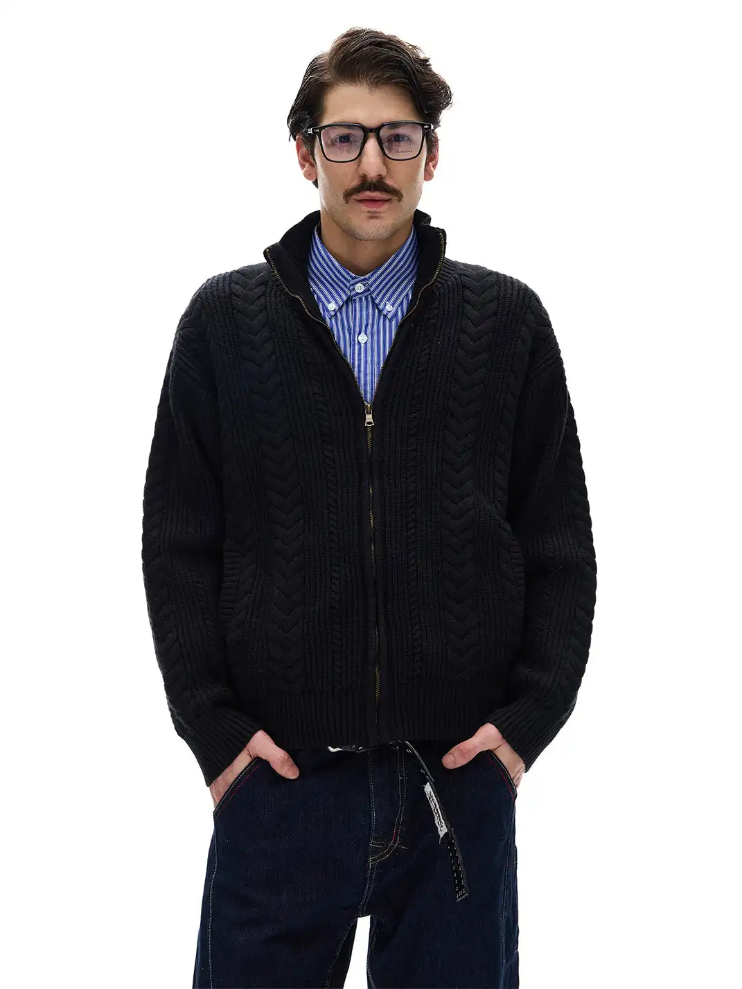 MADWITCH | Braided Cable Texture Knitted Sweater