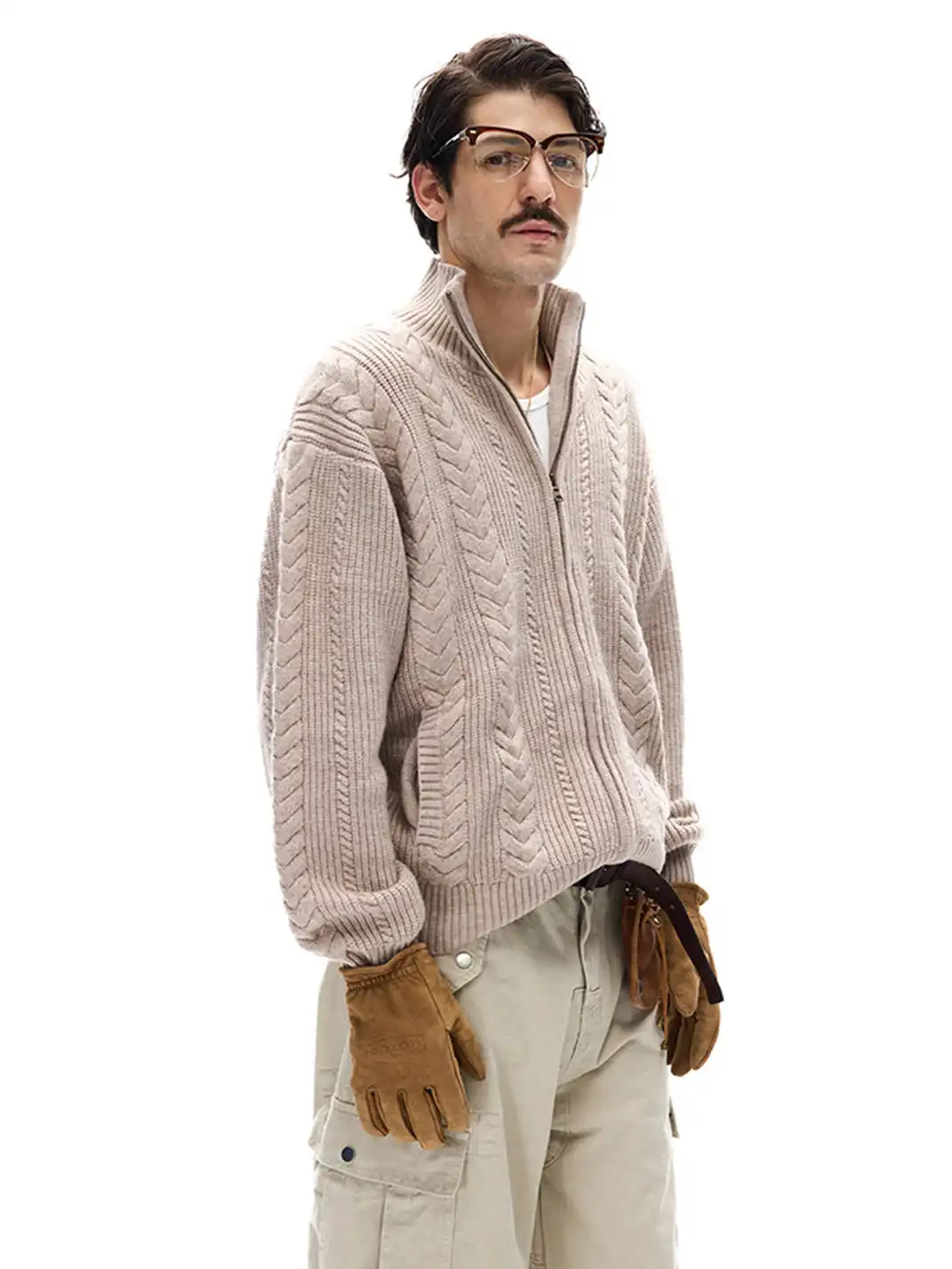 MADWITCH | Braided Cable Texture Knitted Sweater