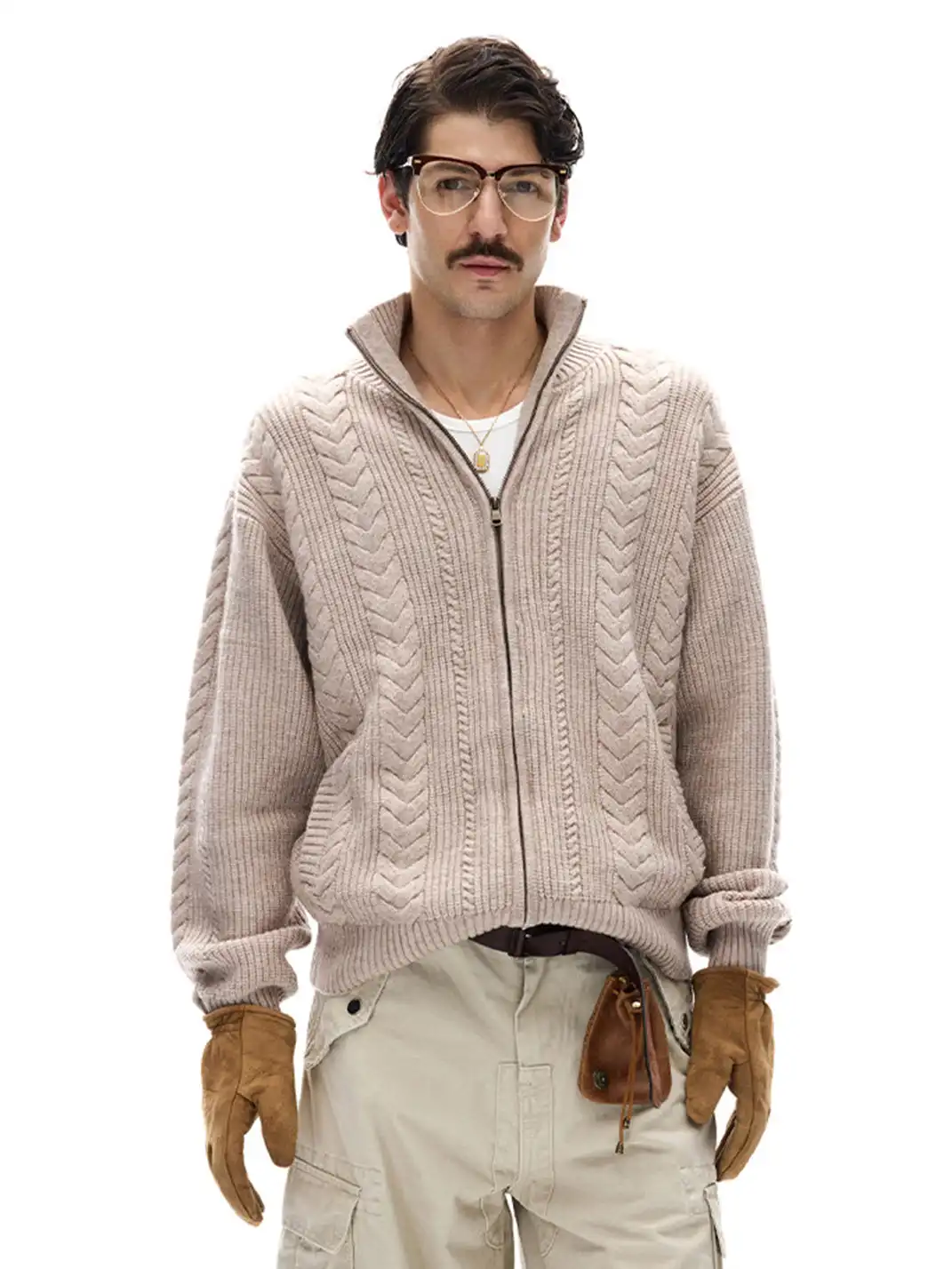 MADWITCH | Braided Cable Texture Knitted Sweater