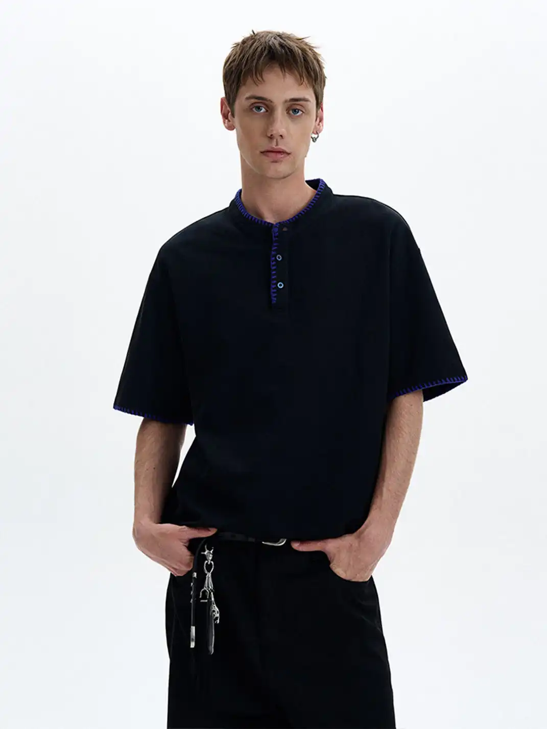 MADWITCH | Hand Stitched Henley Neck T-Shirt