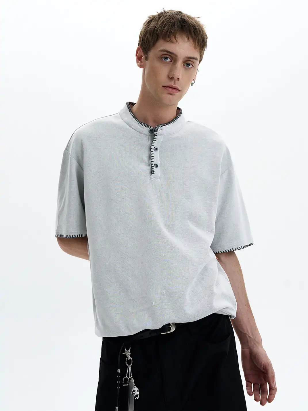 MADWITCH | Hand Stitched Henley Neck T-Shirt