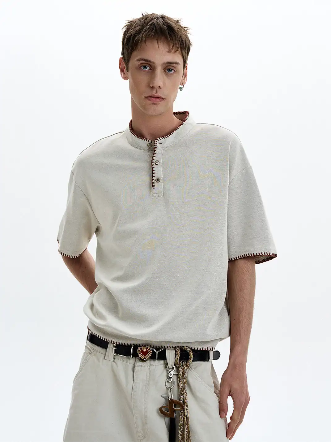 MADWITCH | Hand Stitched Henley Neck T-Shirt