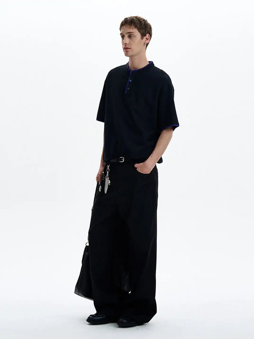 MADWITCH | Hand Stitched Henley Neck T-Shirt