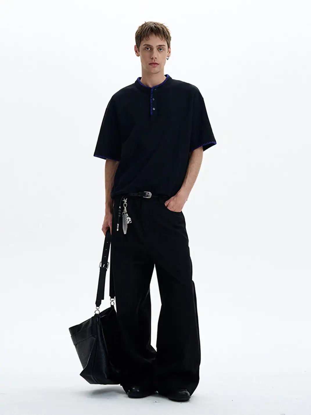 MADWITCH | Hand Stitched Henley Neck T-Shirt