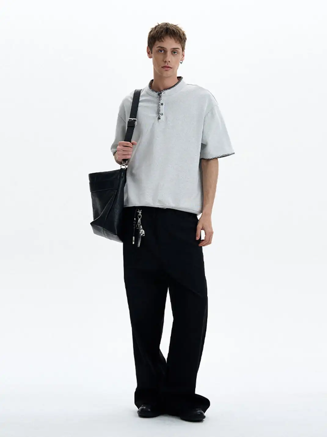 MADWITCH | Hand Stitched Henley Neck T-Shirt
