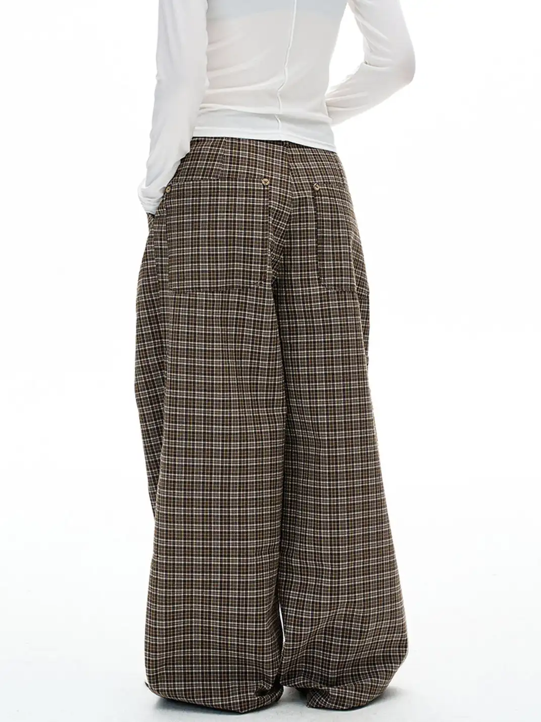 MADWITCH | Pleated Plaid Casual Pants