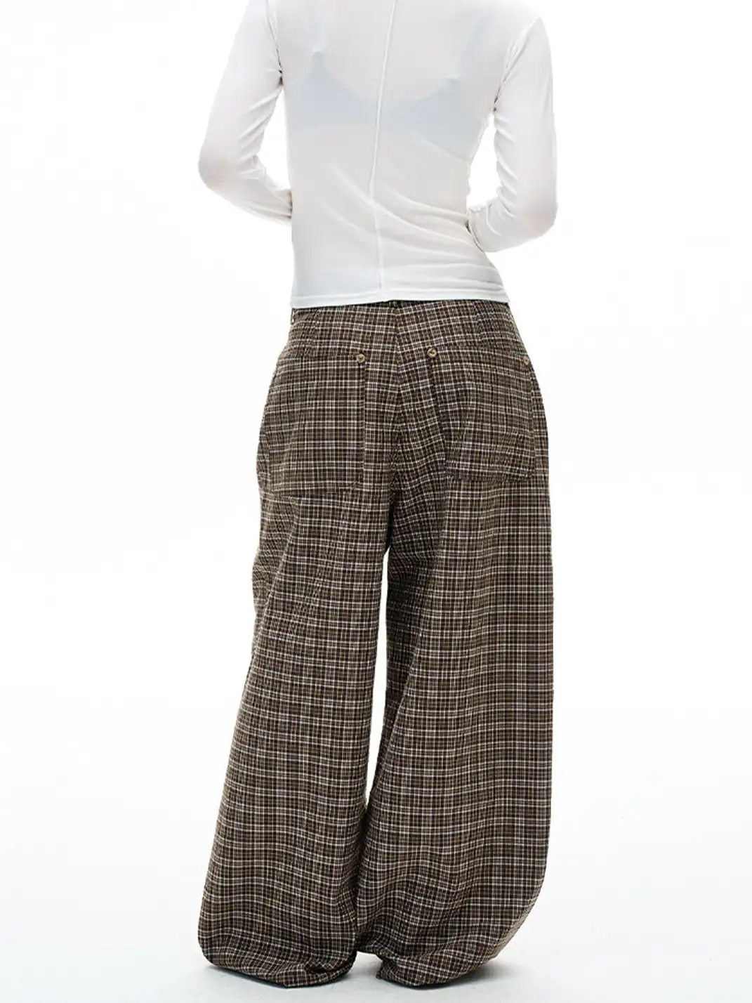 MADWITCH | Pleated Plaid Casual Pants