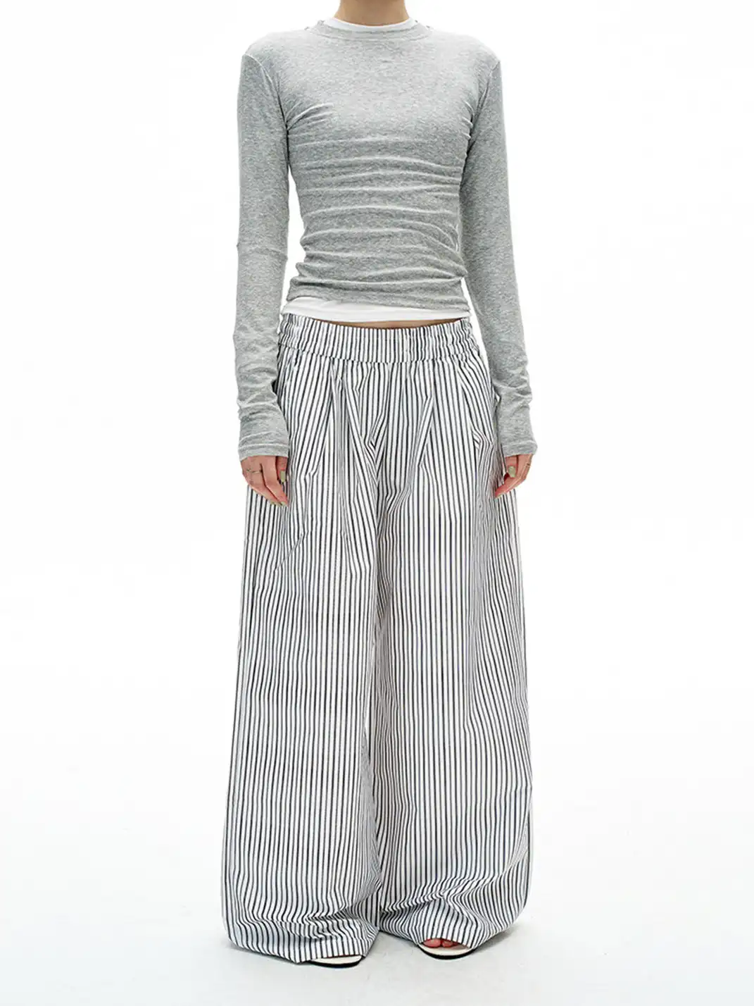 MADWITCH | Striped Elastic Waist Casual Pants