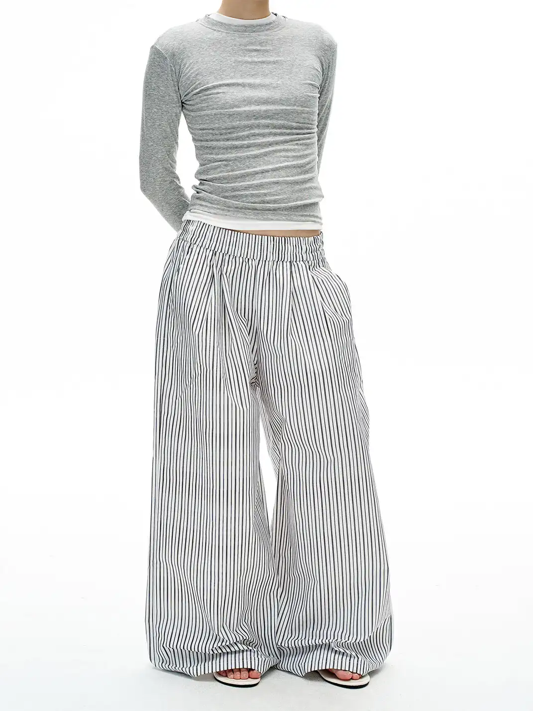 MADWITCH | Striped Elastic Waist Casual Pants