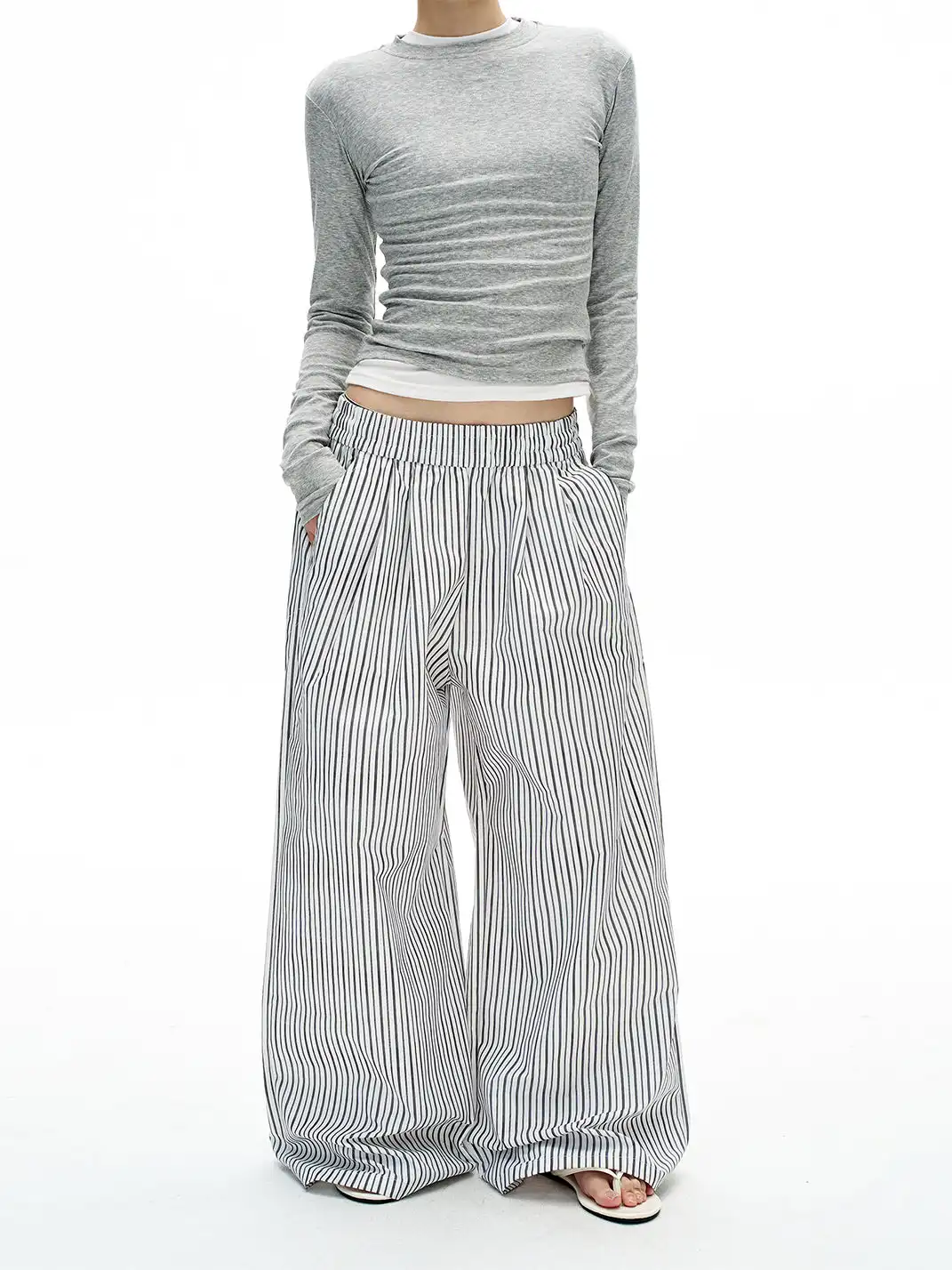 MADWITCH | Striped Elastic Waist Casual Pants