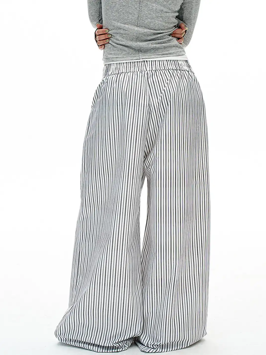 MADWITCH | Striped Elastic Waist Casual Pants
