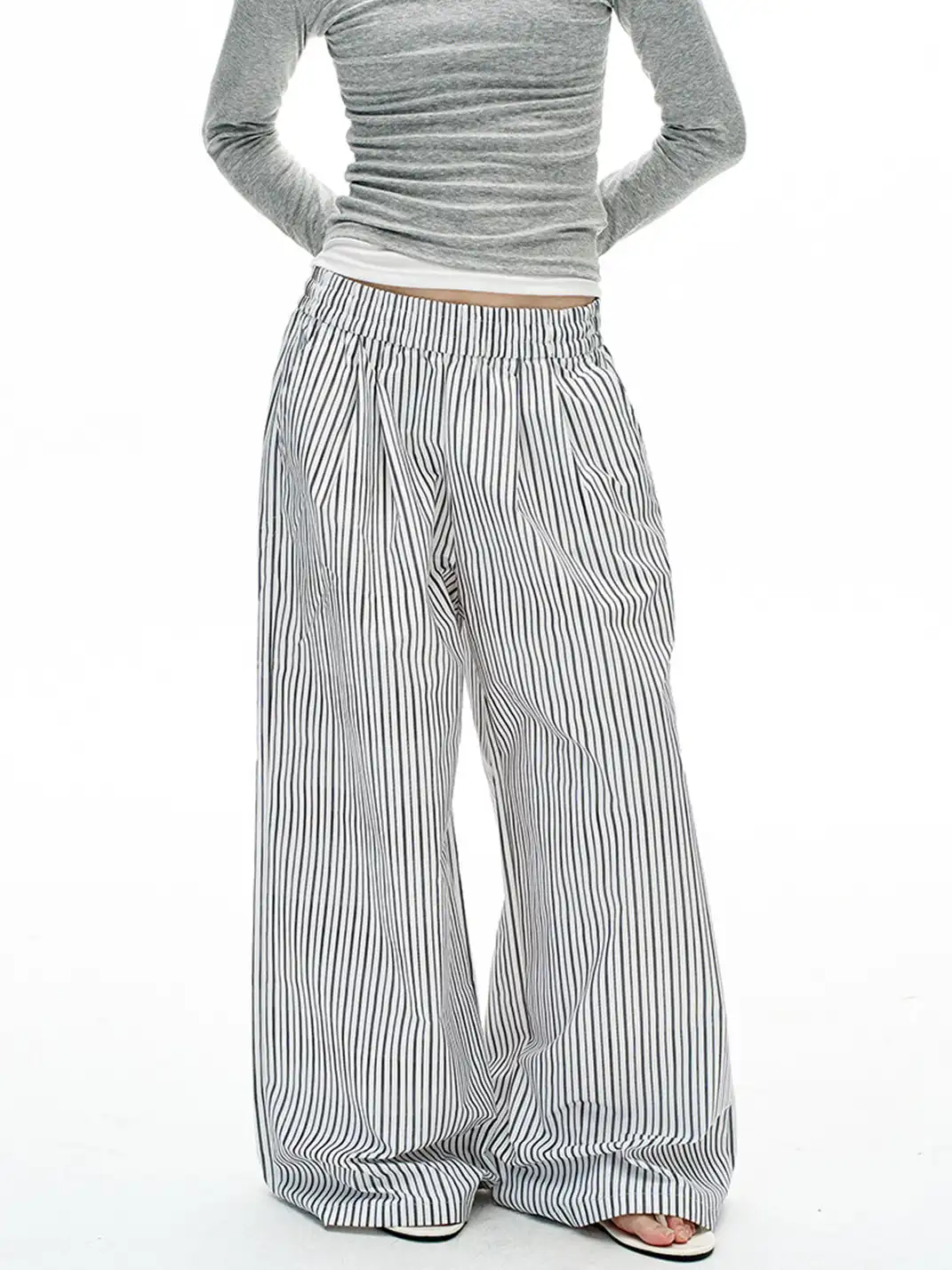 MADWITCH | Striped Elastic Waist Casual Pants