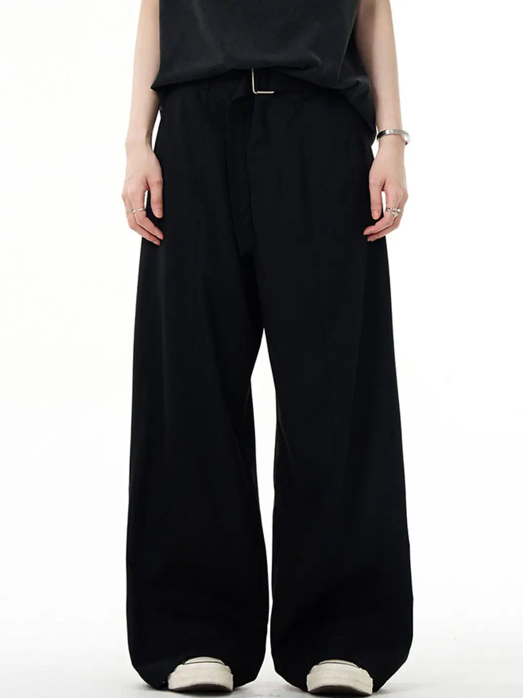 MADWITCH | Curved Seam Belted Wide-Leg Pants