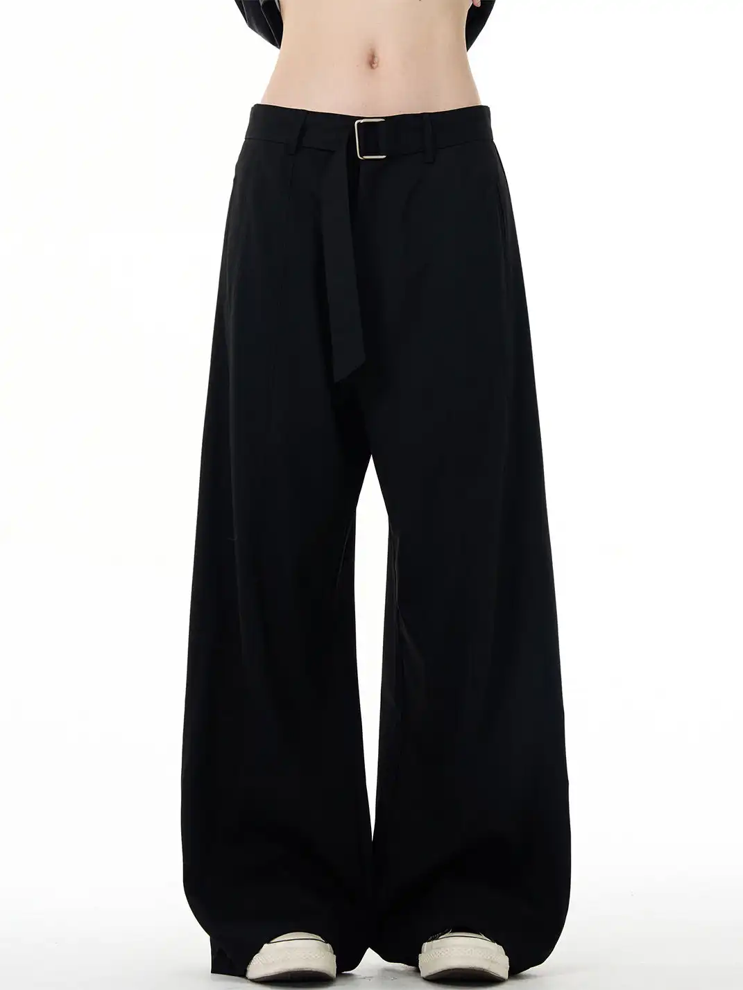 MADWITCH | Curved Seam Belted Wide-Leg Pants