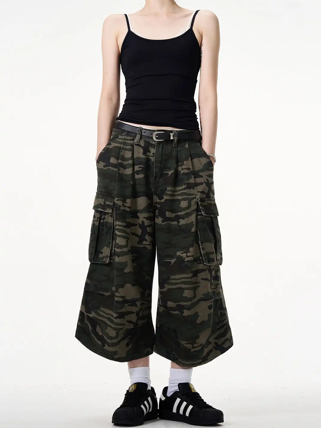 MADWITCH | Camouflage Straight Wide-Leg Cargo Pants
