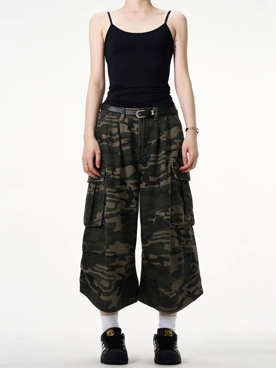 MADWITCH | Camouflage Straight Wide-Leg Cargo Pants