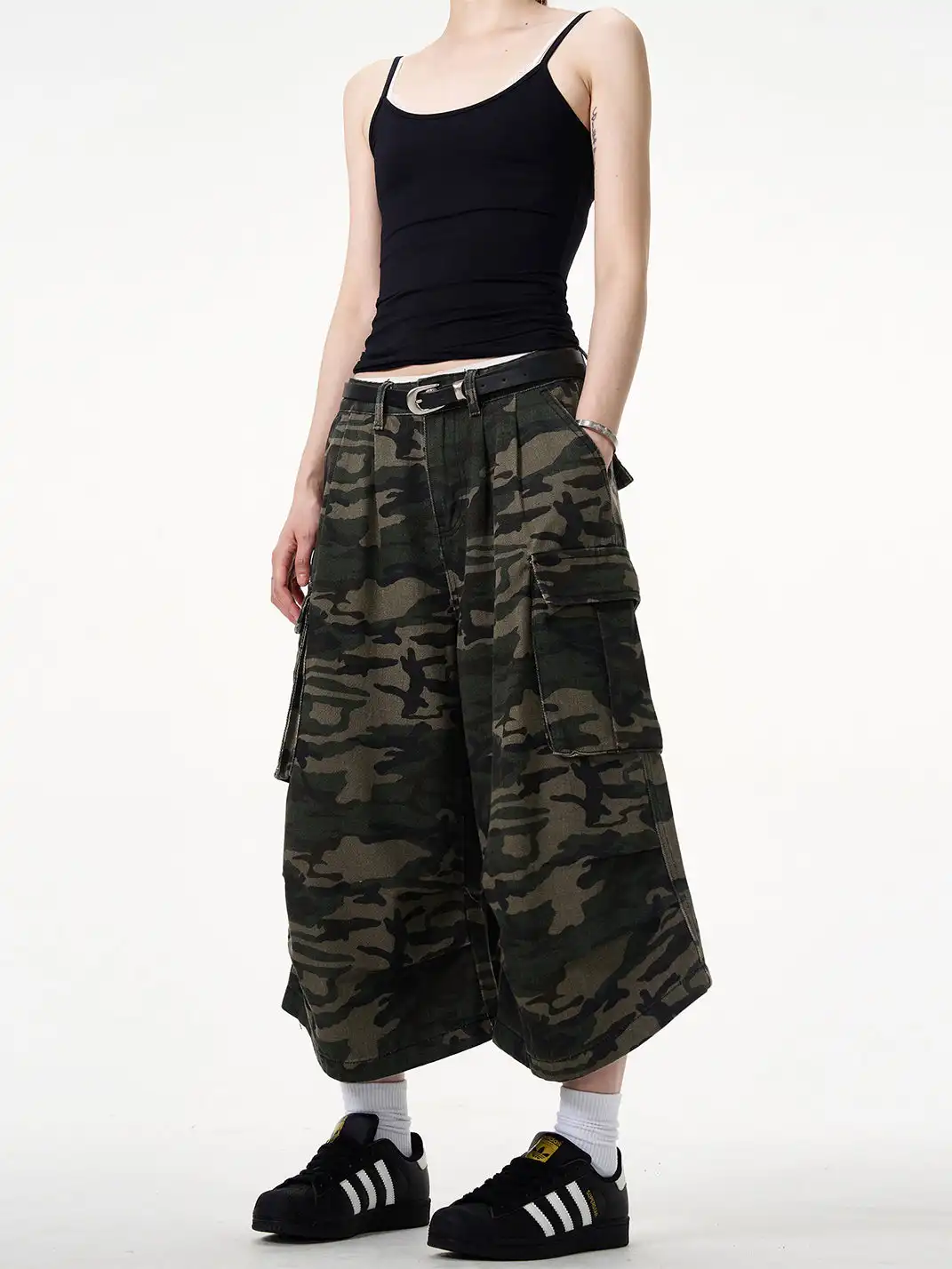 MADWITCH | Camouflage Straight Wide-Leg Cargo Pants