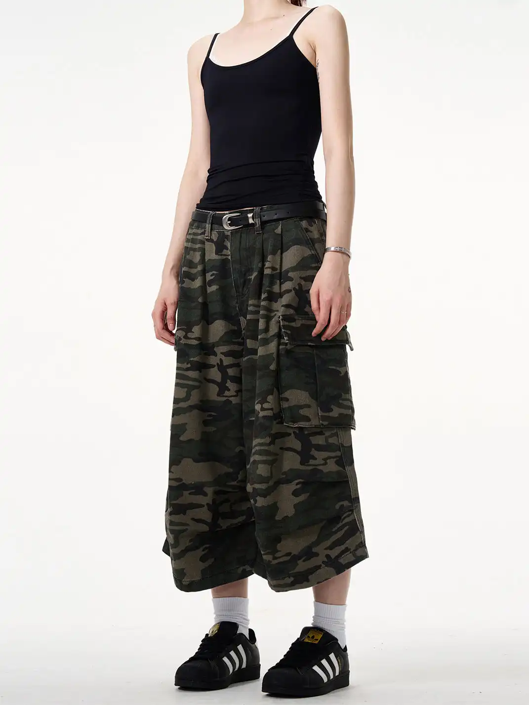 MADWITCH | Camouflage Straight Wide-Leg Cargo Pants