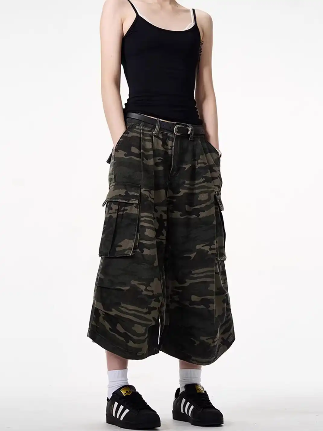 MADWITCH | Camouflage Straight Wide-Leg Cargo Pants