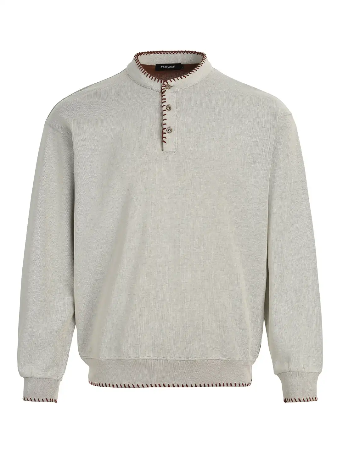 MADWITCH | Hand Stitched Henley Neck Knitted Sweatshirt