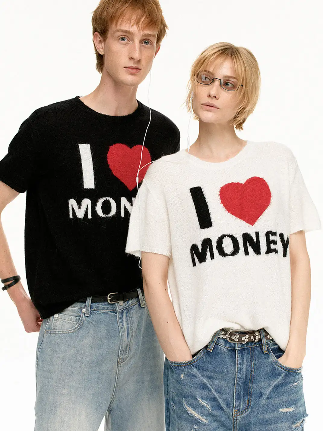 MADWITCH | Vintage Heart Pattern Knitted T-Shirt