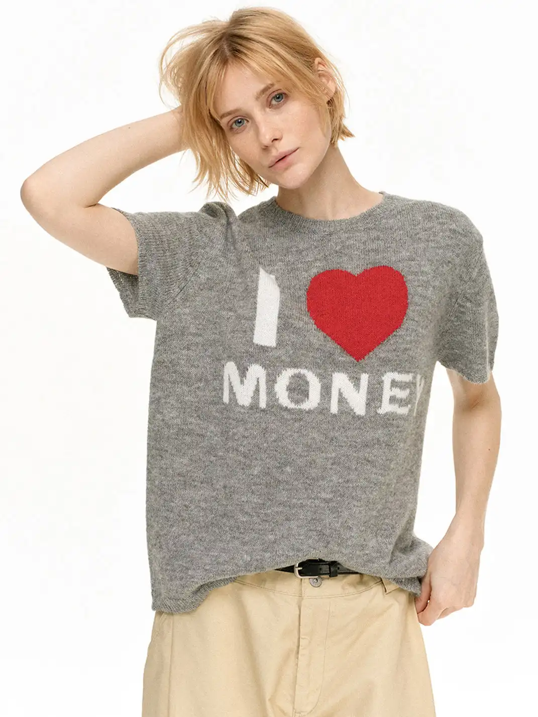 MADWITCH | Vintage Heart Pattern Knitted T-Shirt