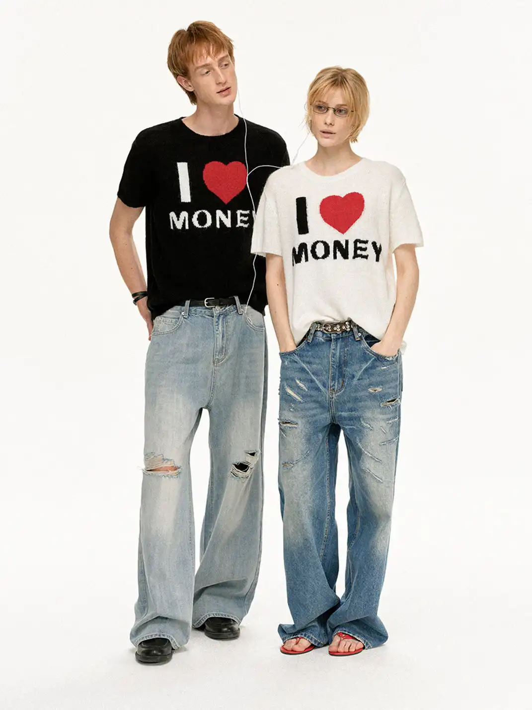 MADWITCH | Vintage Heart Pattern Knitted T-Shirt