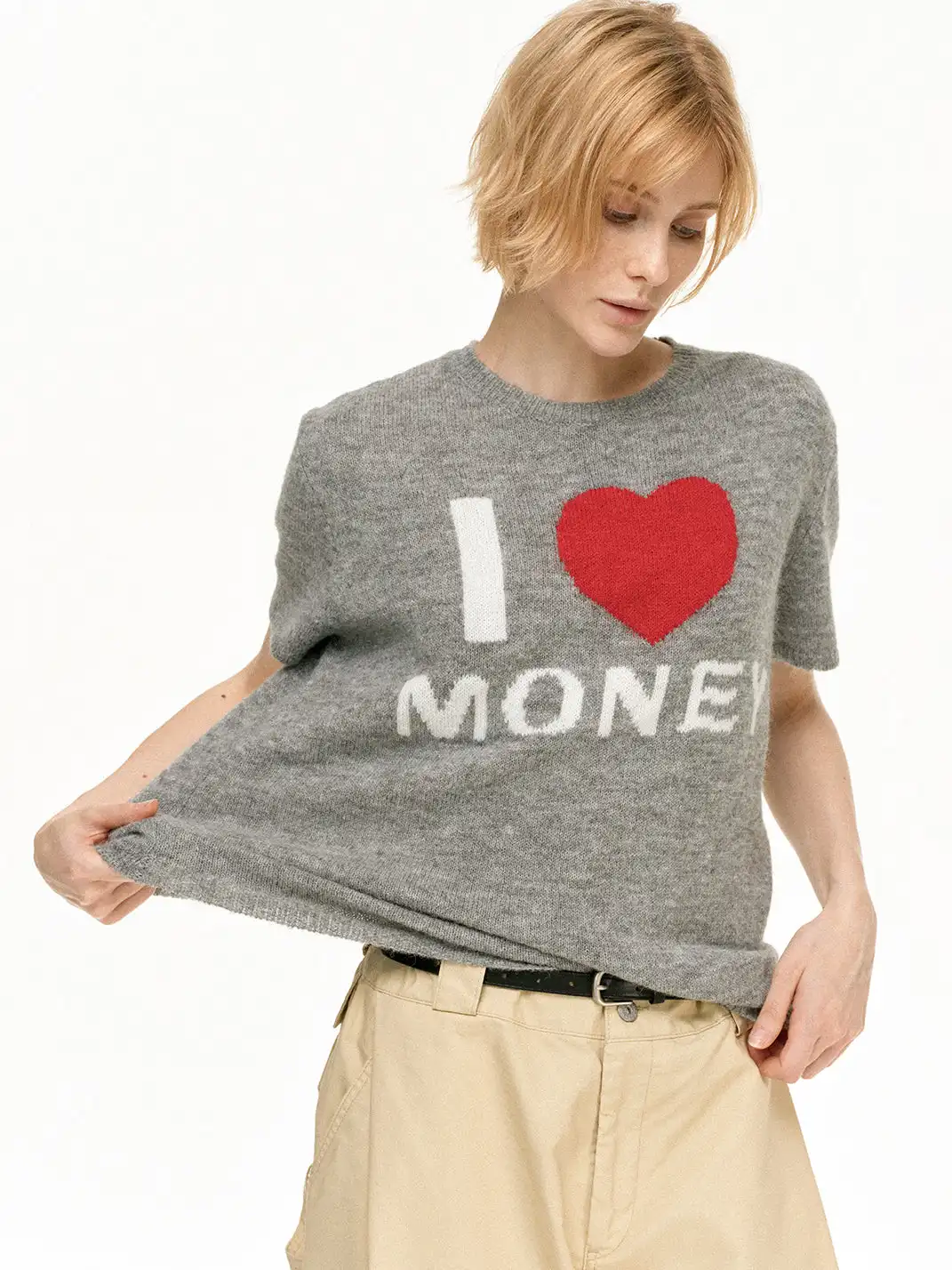 MADWITCH | Vintage Heart Pattern Knitted T-Shirt