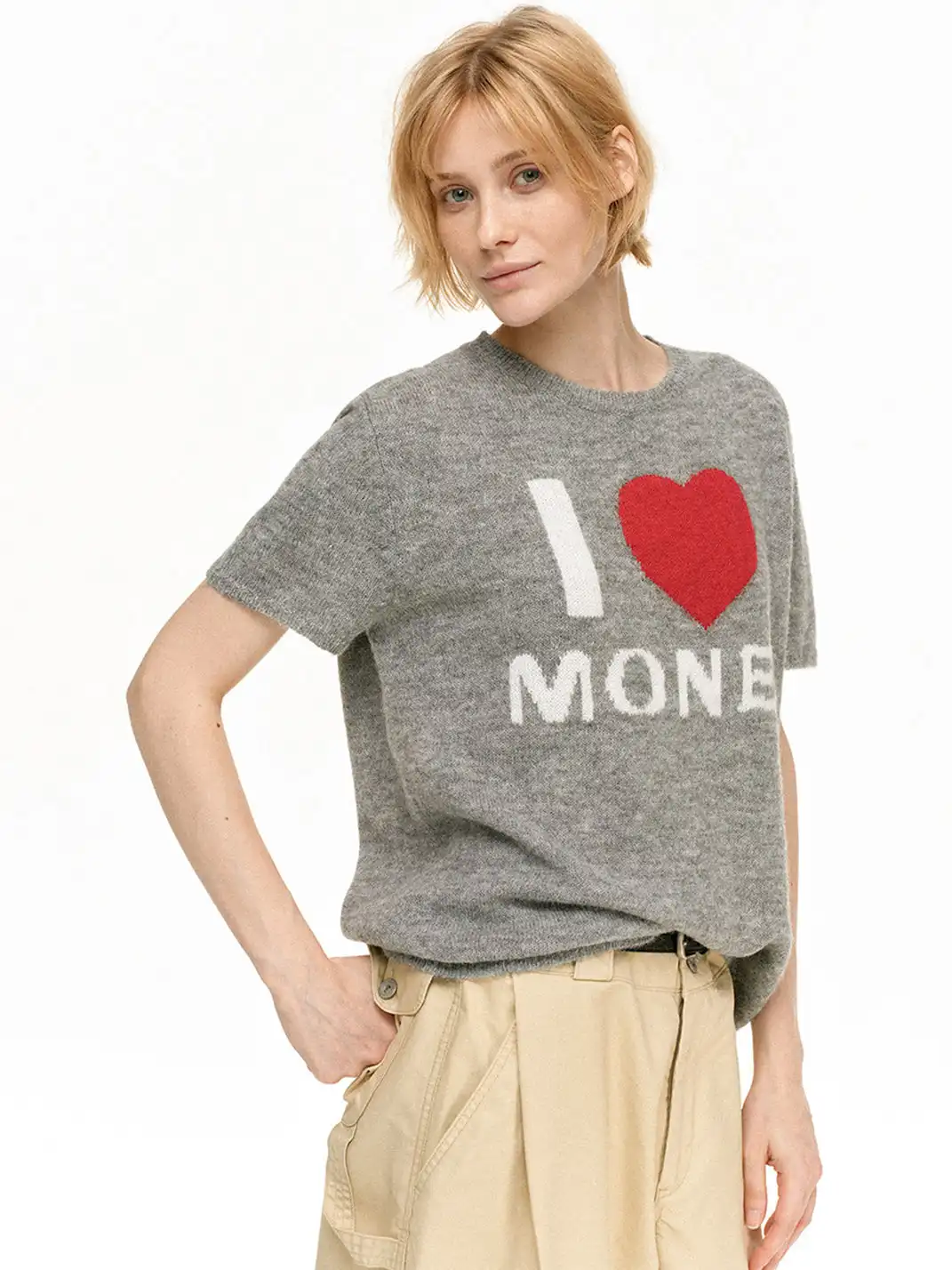 MADWITCH | Vintage Heart Pattern Knitted T-Shirt
