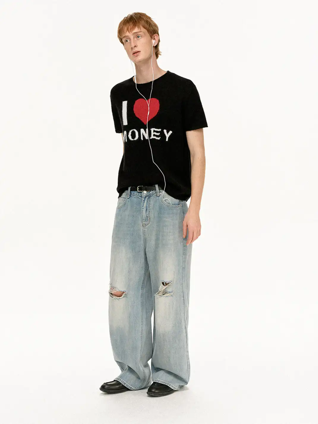 MADWITCH | Vintage Heart Pattern Knitted T-Shirt