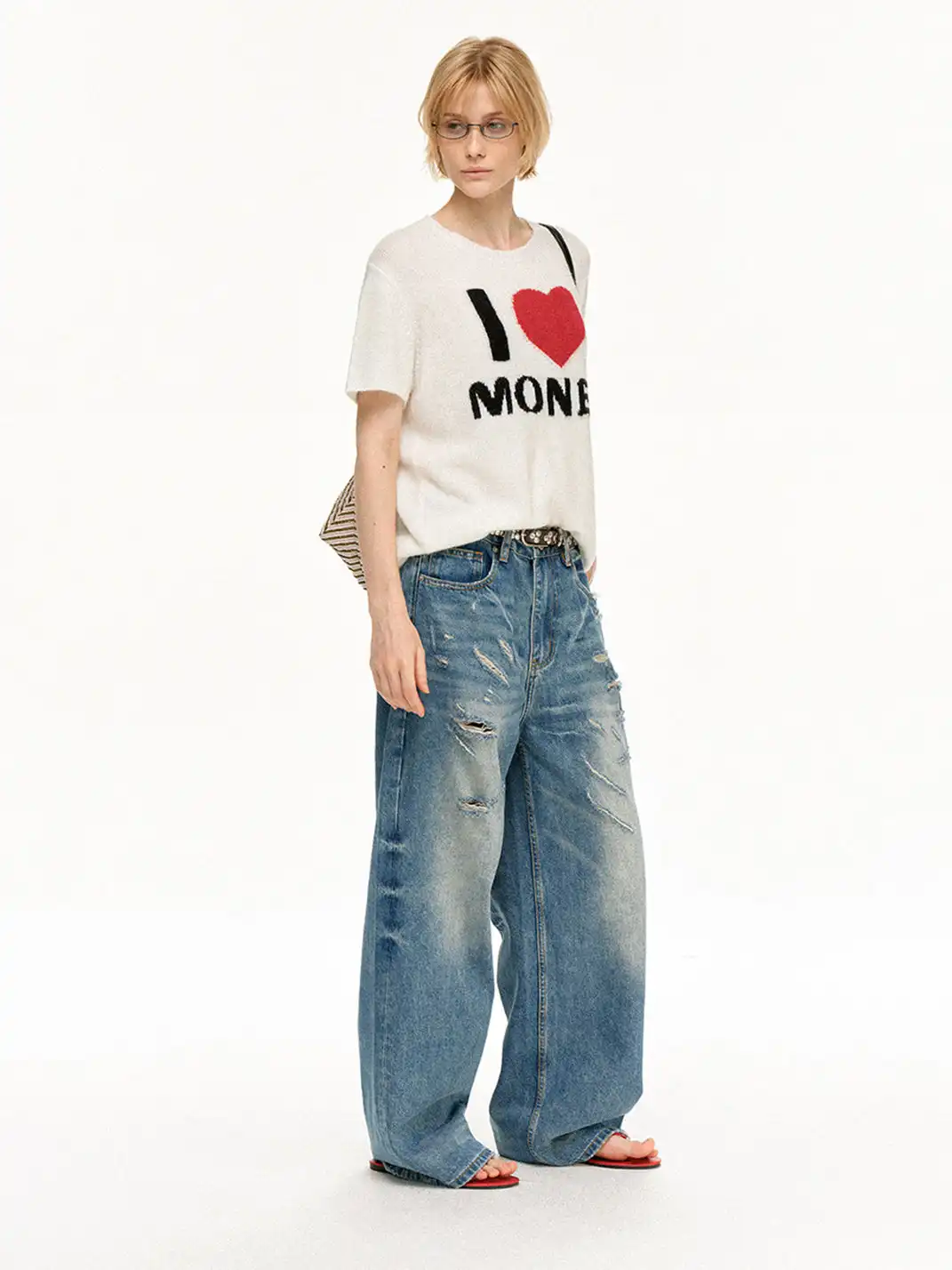 MADWITCH | Vintage Heart Pattern Knitted T-Shirt
