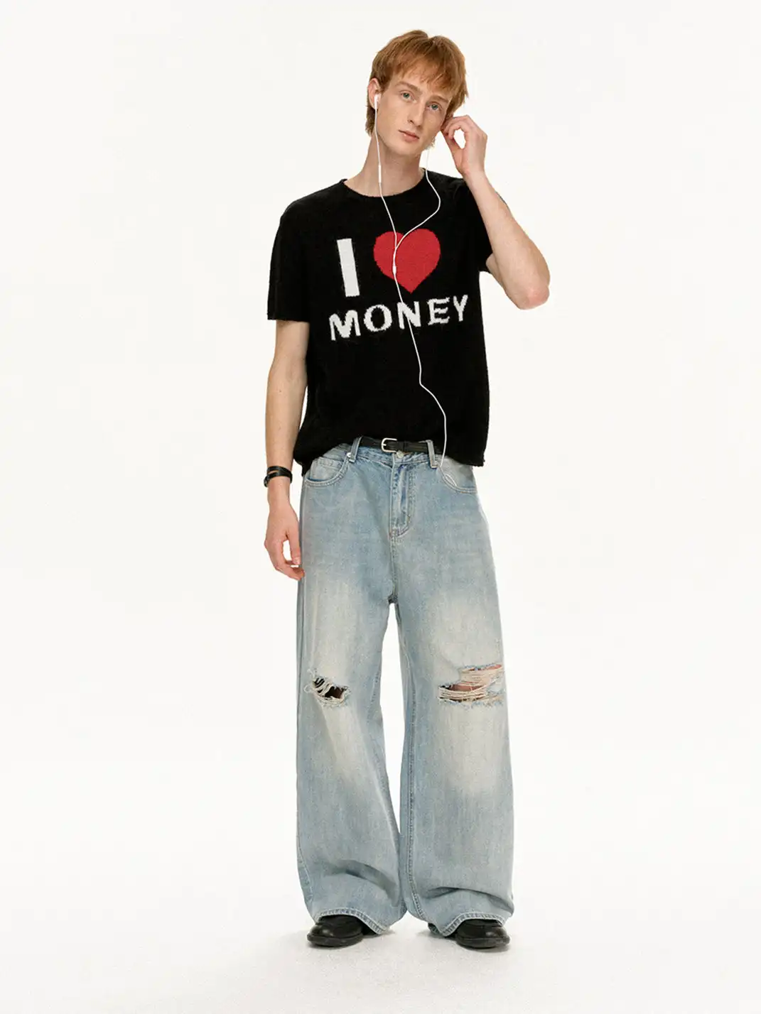 MADWITCH | Vintage Heart Pattern Knitted T-Shirt